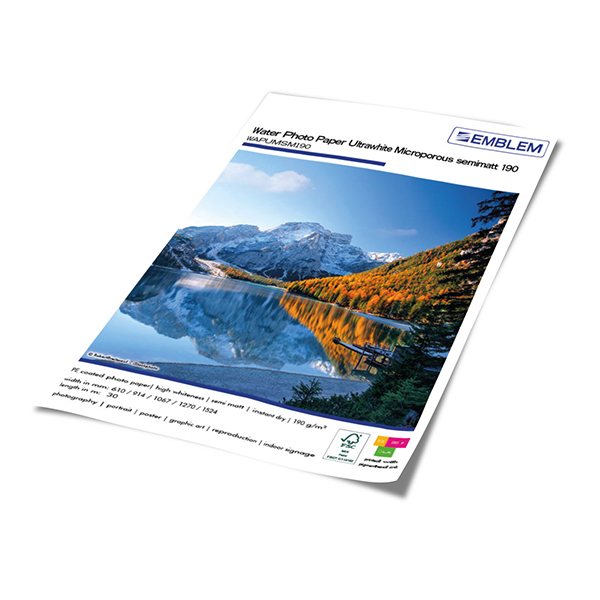 EMBLEM Water Photo Paper Ultrawhite Microporous Semi Matt 190 WAPUMSM190 Farben-Frikell WTB