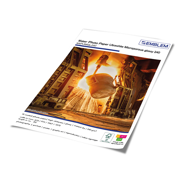 EMBLEM Water Photopaper Ultrawhite Microporous Glossy 240 WAPUMGL240 Farben-Frikell WTB EMBLEM Water Photopaper Ultrawhite Microporous Glossy 240 WAPUMGL240 Farben-Frikell WTB