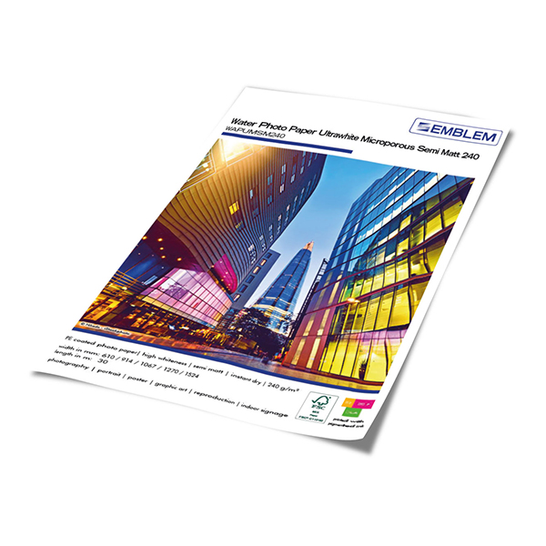 EMBLEM Water Photo Paper Ultrawhite Microporous Semi Matt 240 WAPUMSM240 Farben-Frikell WTB EMBLEM Water Photo Paper Ultrawhite Microporous Semi Matt 240 WAPUMSM240 Farben-Frikell WTB