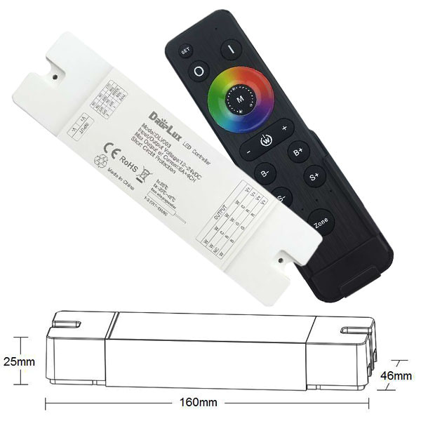 4-in-1 WIFI-Steuerung (RGB, RGBW, CCT, Dimmer) + Fernbedienung