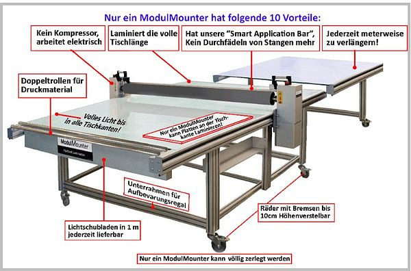 ModulMounter Boss GLS 175 cm x 306 cm Glasplatte-Licht & Matte